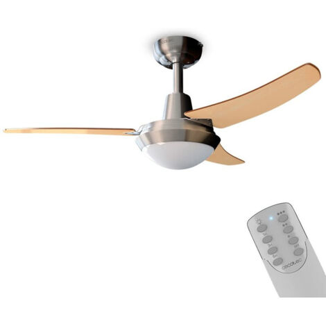 Ventilador de techo 42’’ de 3 aspas, 65 W, mando a distancia.