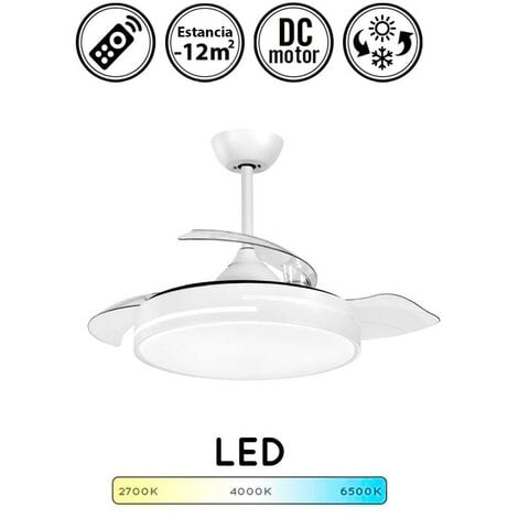 Ventilador plafón LED con aspas retráctiles Coin de Mantra