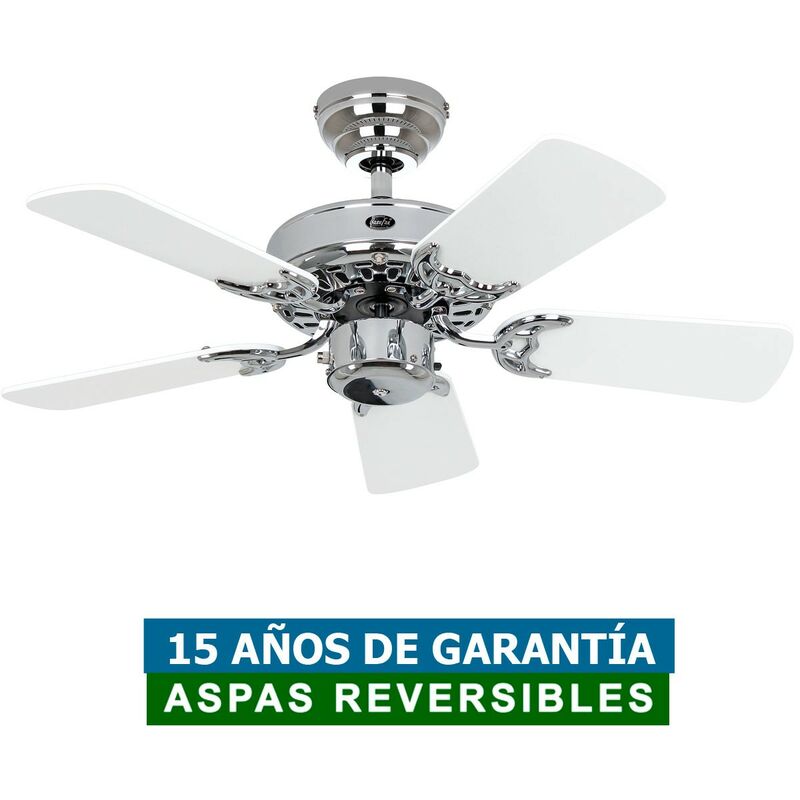 Casafan - 507502 classic royal Ventilateur de plafond 75cm blanc ou osier/chrome