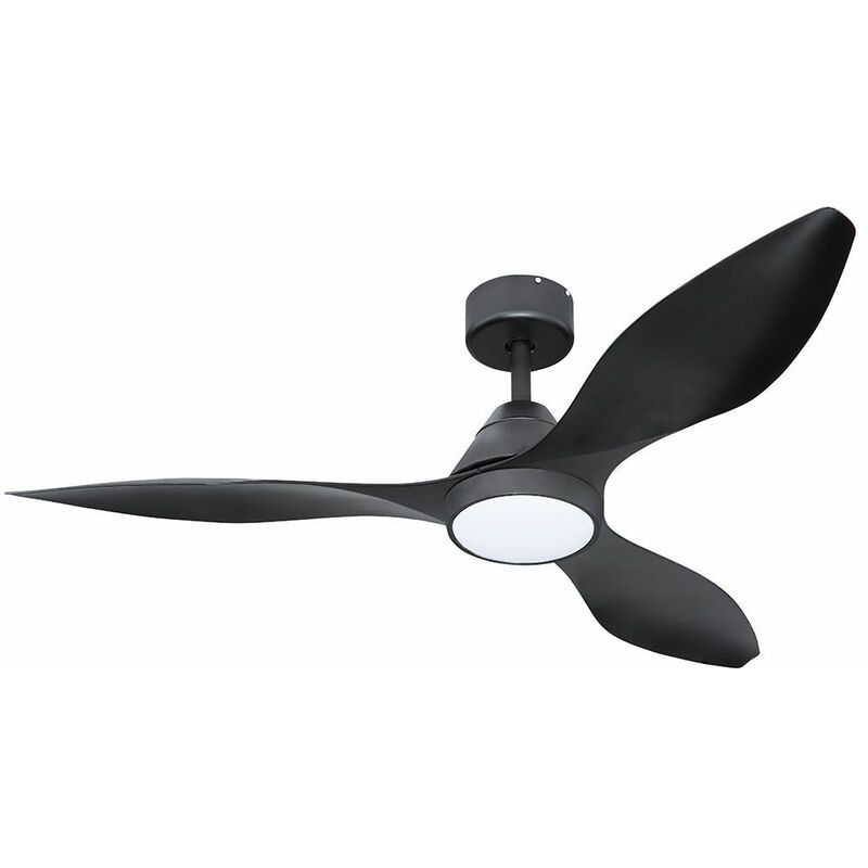 

Ventilador de techo con iluminación y mando a distancia, plafón silencioso de 132 cm con ventilador negro, modo verano / invierno, temporizador de