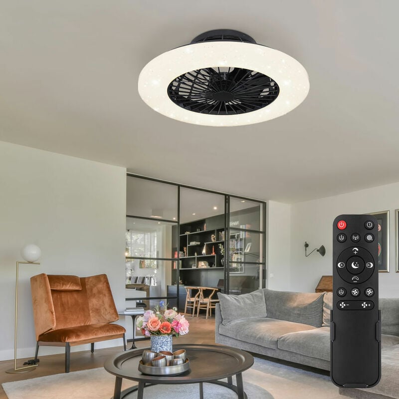 

Ventilador de techo con iluminación y mando a distancia, plafón silencioso con ventilador, regulable, temporizador de luz nocturna CCT con efecto