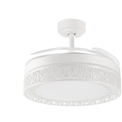 GRUPO K-2 Ventilador de Techo LED Blanco 36W DC Ultra Silencioso con Mando a Distancia y Palas Retráctiles 3000+4000+5000 Blanco IluminaShop