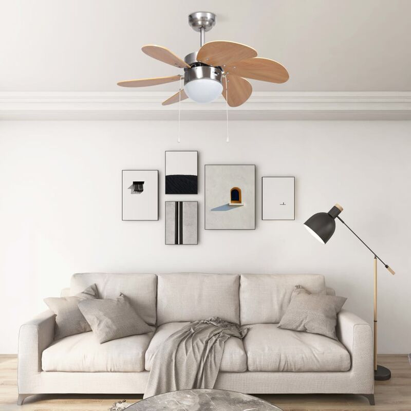 

Ventilador de techo con lámpara marrón claro 76 cm