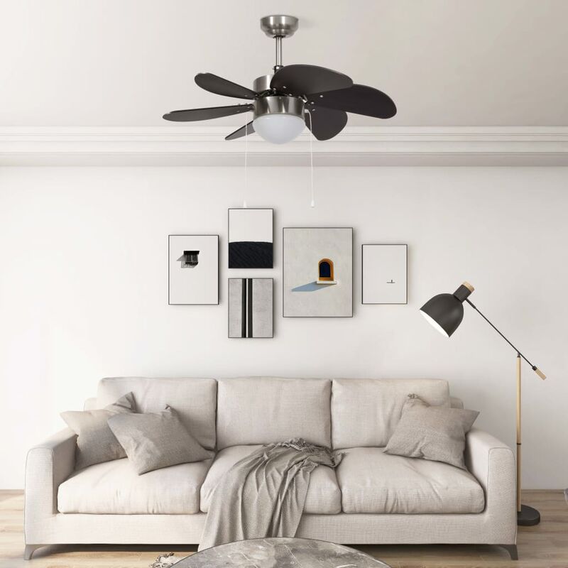 

Ventilador de techo con lámpara marrón oscuro 76 cm