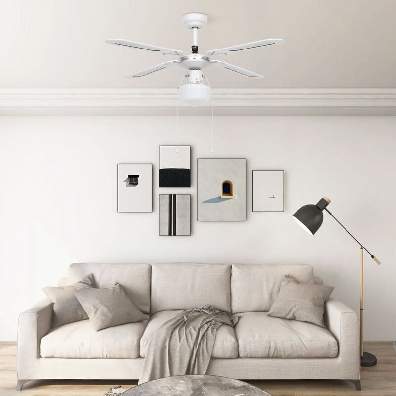 

Ventilador de techo con lámpara blanco 106 cm - Blanco