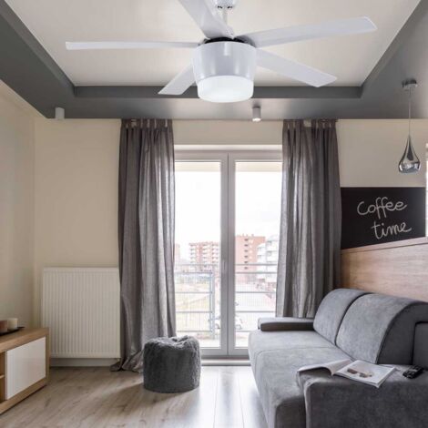 Ventilador de techo con luz AC con mando Bali blanco 132 cm invierno-verano luz regulable