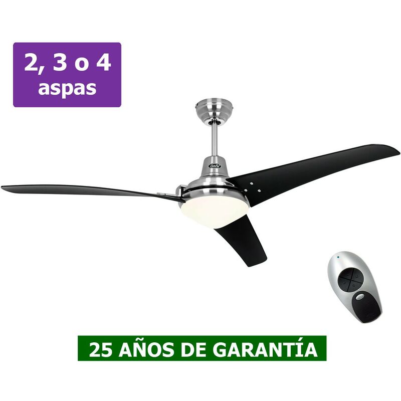 Certeo - Ventilateur de plafond avec lumière CasaFan 9313211 mirage noir/chrome brossé