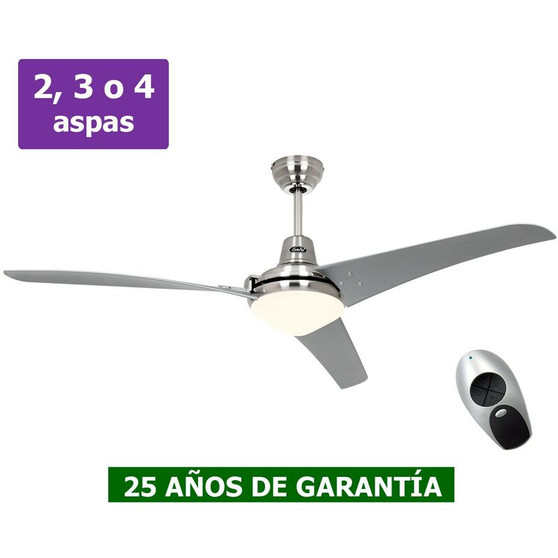 Certeo - Ventilateur de plafond avec lumière CasaFan 9313210 mirage gris argenté/chrome satiné