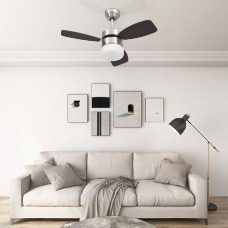Ventilador de techo con luz con mando marrón oscuro 76 cm vidaXL