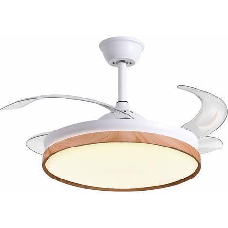 BELAIR Ventilador de Techo, BEL AIR HOME, Serie COSMOS, Color Blanco con Madera, Motor DC, con MEMORIA, Aspas Desplegables Luz Led 36W 3000K, 4000K, 6500K, Mando a Distancia