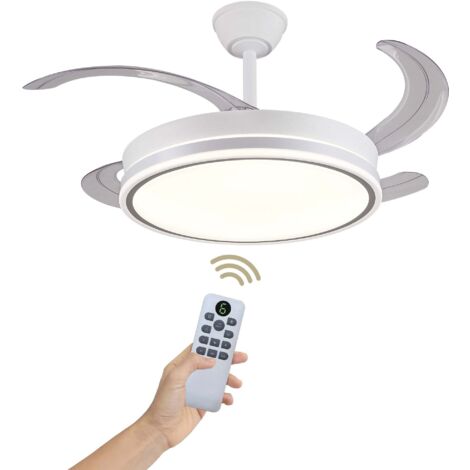 Ventilador de techo con luz LED 72 W regulable 3000K-6500K, 122 cm aspas retráctiles, motor DC silencioso, 6 velocidades y mando