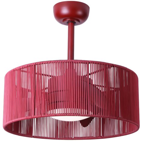 Ventilador de techo con luz LED burdeos
