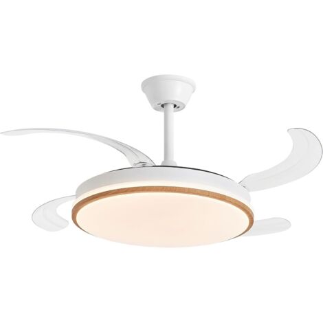 Ventilador de Techo con Luz Led COSMOS  Aspas Retráctiles  Blanco-Taupe