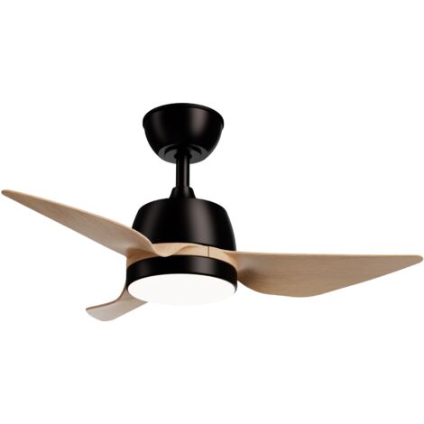 Ventilador de techo con luz LED marrón y negro