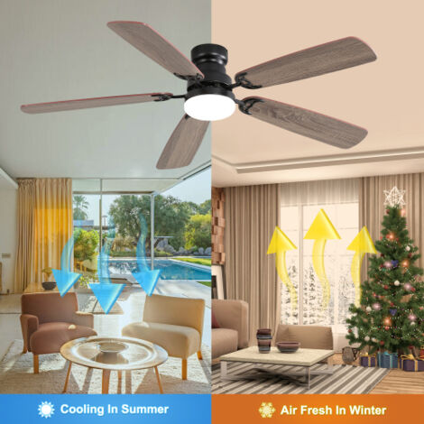 Ventilador de techo con luz LED regulable - 5 aspas - 6 velocidades y control remoto - motor de CC