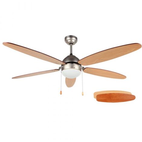 Ventilador de techo con luz Orbegozo CP 48132, 5 aspas, 3 velocidades, 132 cm de diámetro, 60 W