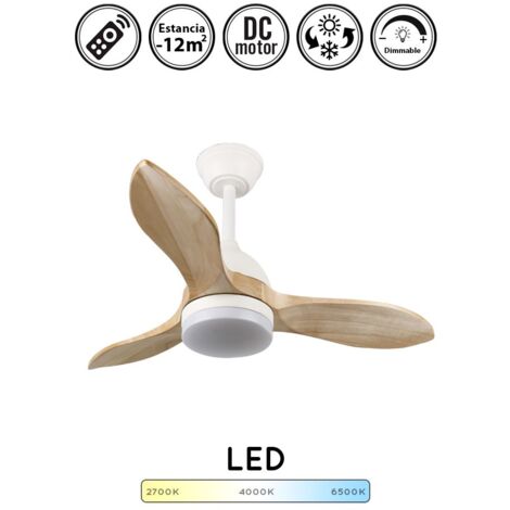 Ventilador de techo con luz silencioso DC con mando beta blanco 92 cm invierno-verano color luz regulable
