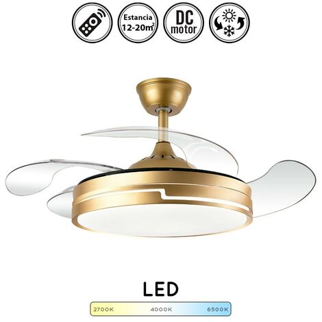 Ventilador de techo con luz silencioso DC con mando Bilake dorado 107 cm invierno-verano color luz regulable