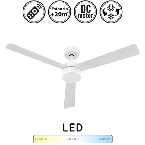 Ventilador de techo con luz silencioso DC con mando blanco 132 cm invierno-verano color luz regulable