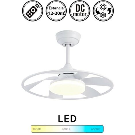 Ventilador de techo con luz silencioso DC con mando Celsius Blanco 55 cm invierno-verano color luz regulable