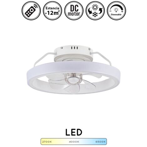 Ventilador de techo con luz silencioso DC con mando Dinirot blanco 50 cm invierno-verano color luz regulable