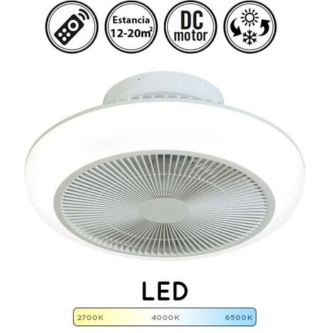 Ventilador de techo con luz silencioso DC con mando Enkel blanco 45 cm invierno-verano color luz regulable