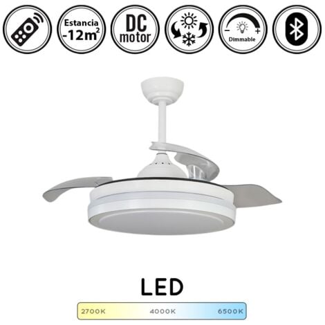 Ventilador de techo con luz silencioso DC con mando espartano blanco 91 cm invierno-verano color luz regulable