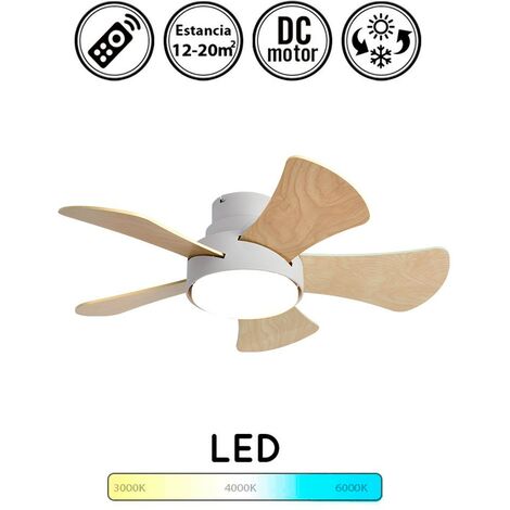 Ventilador de techo con luz silencioso DC con mando Gregorio blanco 82 cm invierno-verano color luz regulable