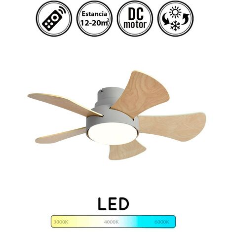 Ventilador de techo con luz silencioso DC con mando Gris Gregorio 82 cm invierno-verano color luz regulable