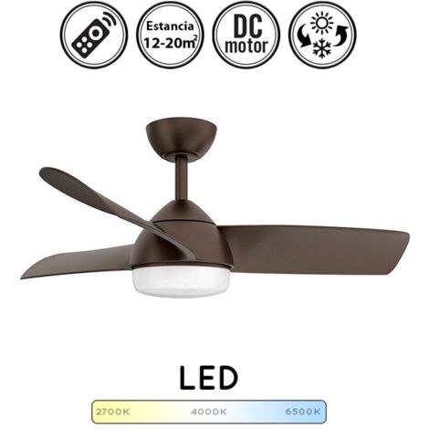 Ventilador de techo con luz silencioso DC con mando Haur marrón 107 cm invierno-verano color luz regulable