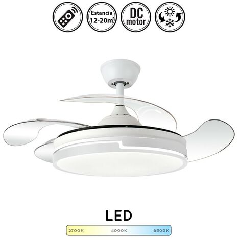 Ventilador de techo con luz silencioso DC con mando Hayate blanco 107 cm invierno-verano color luz regulable