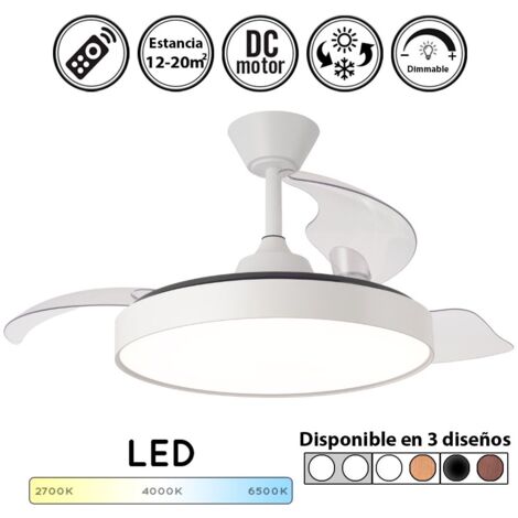 Ventilador de techo con luz silencioso DC con mando Home blanco 107 cm invierno-verano color luz regulable
