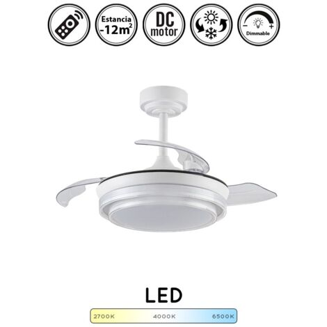Ventilador de techo con luz silencioso DC con mando Lander blanco 92 cm invierno-verano color luz regulable