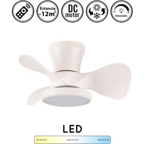 Ventilador de techo con luz silencioso DC con mando Moll blanco 56 cm invierno-verano color luz regulable