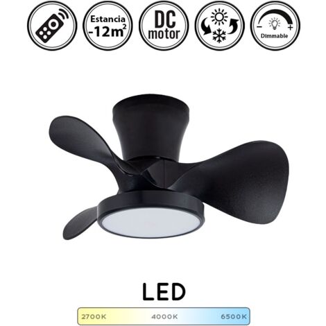 Ventilador de techo con luz silencioso DC con mando Moll negro 56 cm invierno-verano color luz regulable