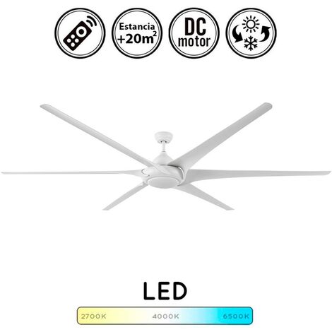 Ventilador de techo con luz silencioso DC con mando Moncayo blanco 254 cm invierno-verano color luz regulable