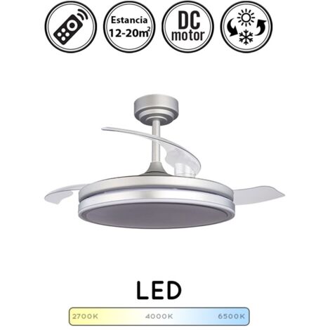 Ventilador de techo con luz silencioso DC con mando Moss gris 106 cm invierno-verano color luz regulable