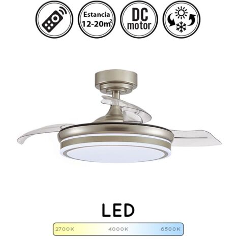Ventilador de techo con luz silencioso DC con mando Moss níquel 106 cm invierno-verano color luz regulable