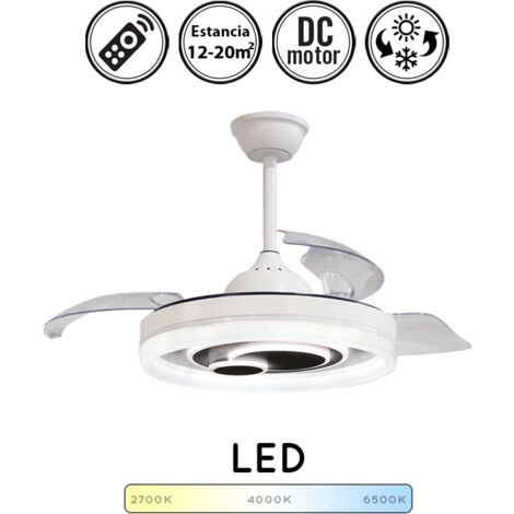 Ventilador de techo con luz silencioso DC con mando NICE blanco 107 cm invierno-verano color luz regulable