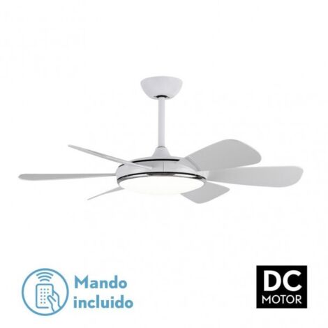 Ventilador de techo con luz silencioso DC con mando Oriel blanco 107 cm invierno-verano color luz regulable