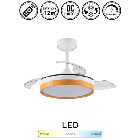 Ventilador de techo con luz silencioso DC con mando panam blanco haya 92 cm invierno-verano color luz regulable