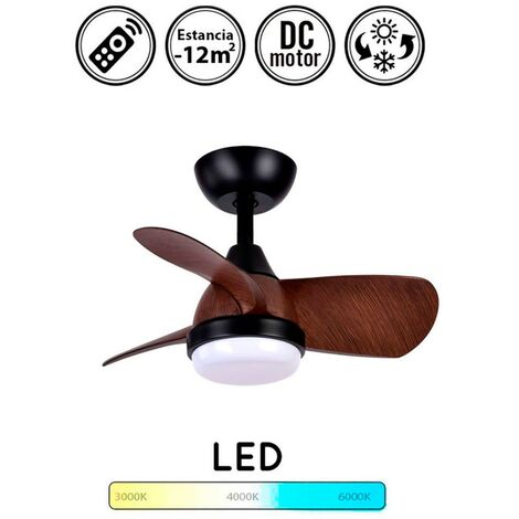 Ventilador de techo con luz silencioso DC con mando Pirlo Marrón/negro 60 cm invierno-verano color luz regulable