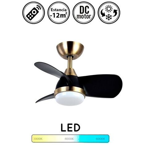 Ventilador de techo con luz silencioso DC con mando Pirlo Negro 60 cm invierno-verano color luz regulable
