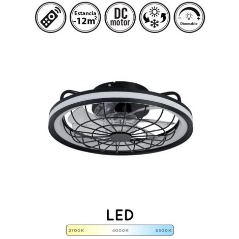 Ventilador de techo con luz silencioso DC con mando Rafale negro 40 cm invierno-verano color luz regulable