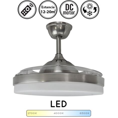 Ventilador de techo con luz silencioso DC con mando TAHITI Níquel 106 cm invierno-verano color luz regulable
