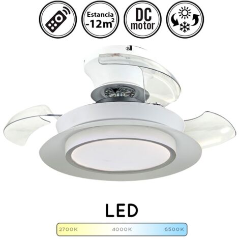 Ventilador de techo con luz silencioso DC con mando Villa blanco 55 cm invierno-verano color luz regulable