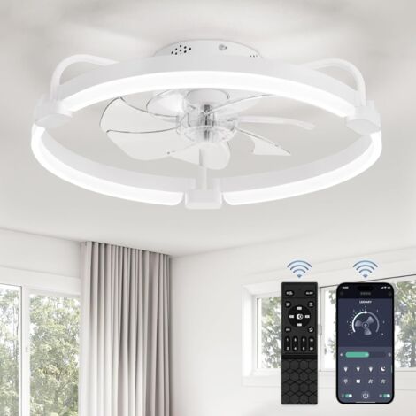 Ventilador de techo con luz y mando a distancia, 52,5 cm, temperatura de color ajustable de 3000 a 6000 K, ventilador LED, 6 velocidades, ventilador de techo para dormitorio