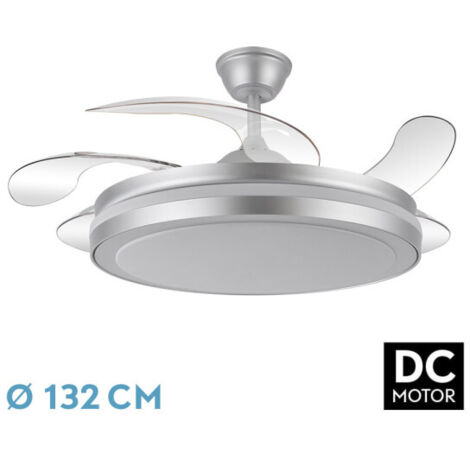 Ventilador de techo DC "Esparta Maxi" regulable con mando a distancia (80W 3CCT 10255lm) color plata