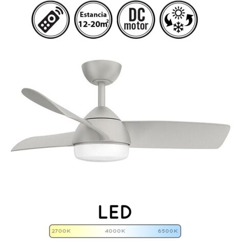 Ventilador de Techo DC Haur Plata 107cm 24W LED 3 Aspas 6 Velocidades