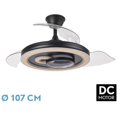 Ventilador de techo DC "Sultán" regulable con mando a distancia (68W 3CCT 4960lm) color negro y madera